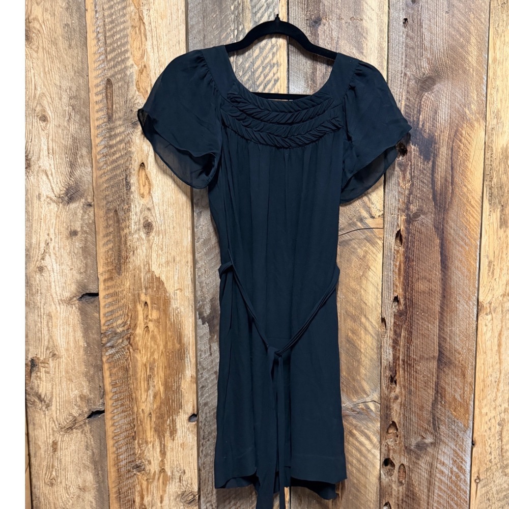Banana Republic 100% Silk Sheer Dress Womens PS Tie Waist Fairygoth Whimsigoth